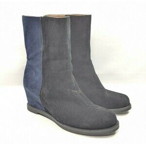 Bettye Muller Anthropologie Women's Size 8 Black/Blue Suede Hidden Heel Boots